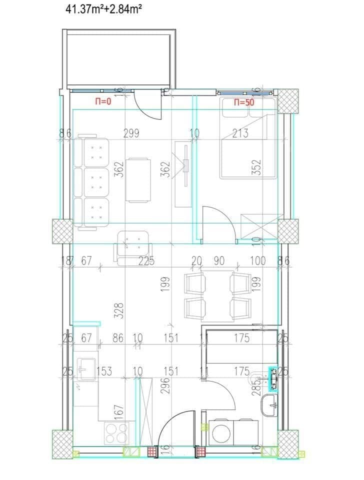 2-собен нов стан во Припор, Кисела Вода - 44 м²