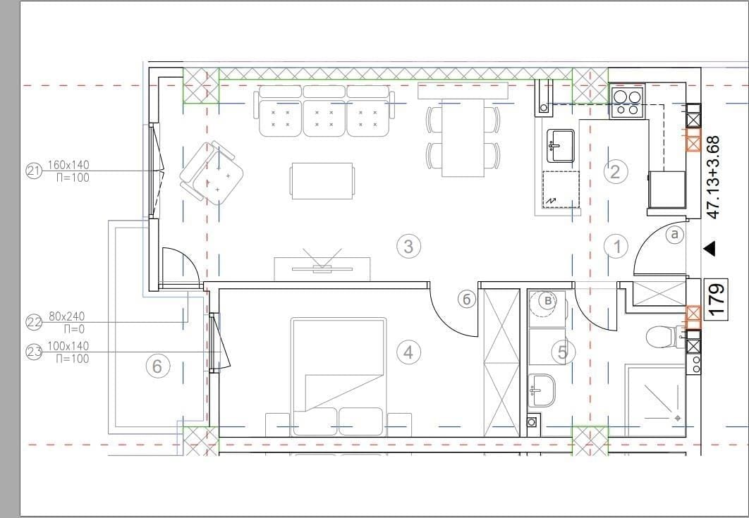 Nov stan vo gradba 50m2, Gazi Baba-Keramidnica, 2 sobi