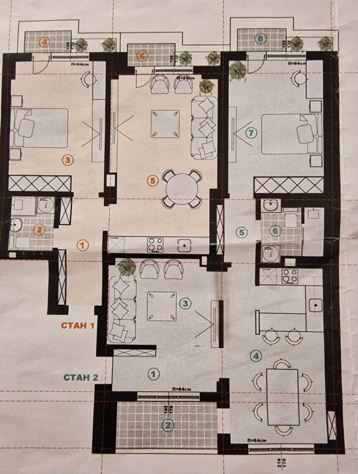 Renoviran stan 118m² u Centru, podelen na 2 jedinice
